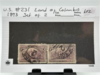 #231 1893 COLUMBIAN EXPO STAMP PAIR