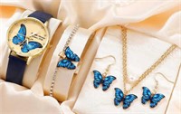 5pcs Set Womens Watch Butterfly jewelry set