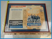 FRAMED MINNESOTA TWINS 1987 CHAMPIONS WHEATIES BOX