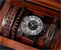 4PCS Set Fashion Mens Sports Bracelet Watch