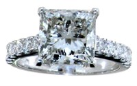 14k Gold 4.69 ct Princess Cut Lab Diamond Ring