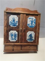 VINTAGE SMALL SPICE CABINET WITH BOTTLES
