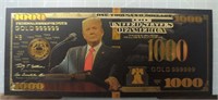 24k gold-plated banknote Donald Trump