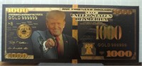 24k gold-plated banknote Donald Trump