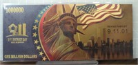 9/11 Patriot Day 24k gold-plated bank note