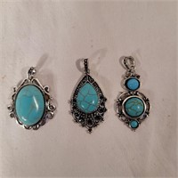 3 turquoise Pendants