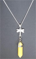 925 stamped 18" necklace with yellow pendant
