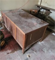 Large wood office desk and chair