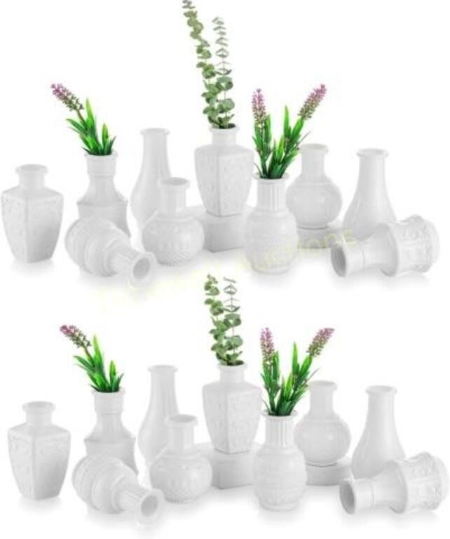 20Pcs Rustic White Mini Glass Bud Vases