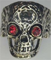 Gemstone eyeball skull ring size 11