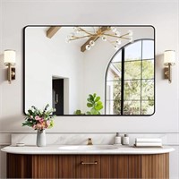 COFENY Bathroom Mirror, 26"x38" Black Rectangle