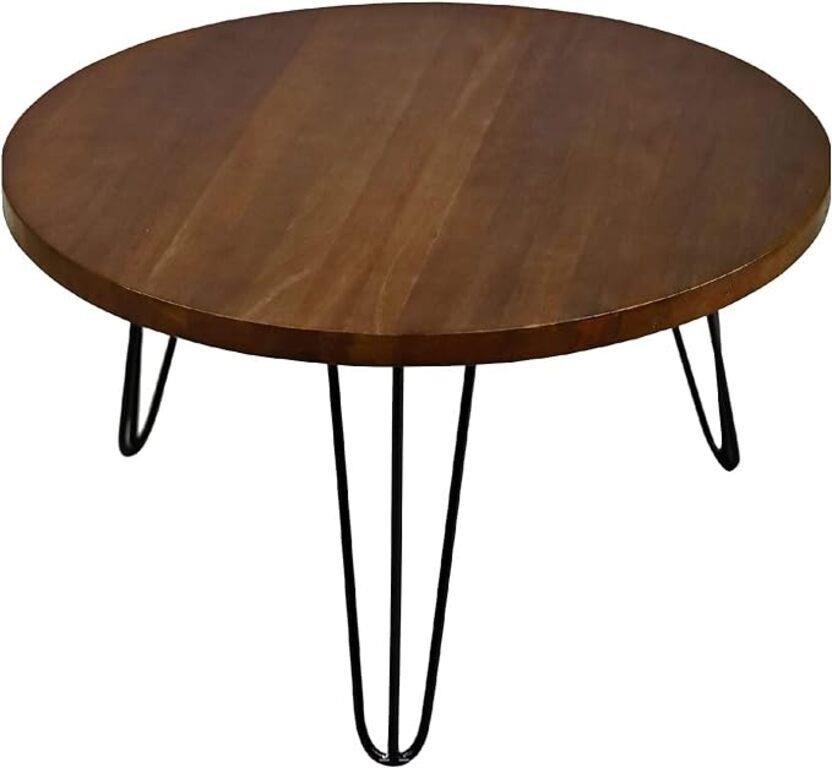 Solid Wood Round Table, 3-Legged Table with 3