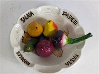 (1) Decorative Alabaster Fruit & Vegies in a Plate