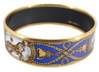Hermes Blue & Gold Tone Bangle Bracelet