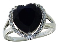Heart Shape 3.55 ct Black Sapphire & Diamond Ring