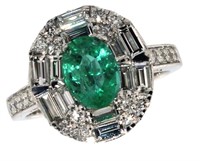 14k Gold 2.42 ct Natural Emerald & Diamond Ring
