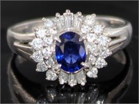 Platinum 1.26 ct Natural Sapphire & Diamond Ring