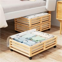 WISUCART Bamboo Under Bed Storage Containers-