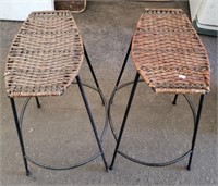 Pair of Metal Framed Barstools w/ Wicker Seats