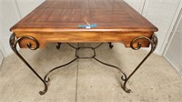 Solid Wood Coffee Table with Cast Iron Legs