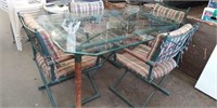 Glass Patio Table w/4 Chairs 66" x 44" x 29 1/2"H