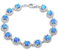 Round 15.50 ct Australian Blue Opal Bracelet