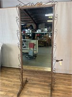 Rust Finish Scroll Deco Standing Floor Mirror