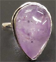 925 stamped size 8 ring with purple tear drop