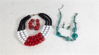 (2) Necklace and Earrings Set