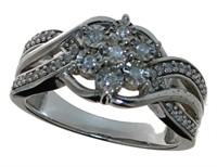 Vintage Style 1/4 ct Diamond Floral Motif Ring