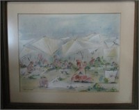 Vintage Signed Framed Watercolor Titled "ATIYLAM"