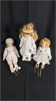 (3) Authentic 1988 Brinn's Vintage Porcelain Dolls