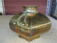 Vintage hexagon Brass metal rope Vase