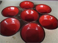 vintage Ceramic  lot of 7 Red Bowls