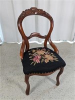 Victorian Mahogany-like & Floral Upholstered Chair