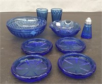 Box 9 Pieces Cobalt Blue Glassware