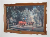 Framed Wagon and horse picture