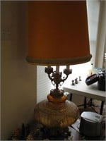 Amber glass lamp-Mid century