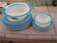 Blue rimmed dishes-vintage
