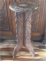 Ornately Carved Hinged Wooden Fern Stand.