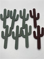 (8) Cactus Shaped Metal Refrigerator Magnets