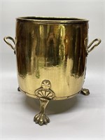 Large Antique Footed Brass Bucket
