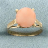 Pink Coral Orb Ring in 18k Yellow Gold