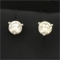 2/3CT TW Diamond Stud Earrings In Platinum Martini