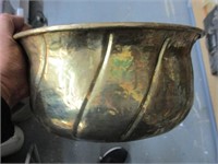 Vintage Brass Hammered Oval Planter