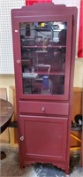 Red Painted Glass Art Deco Cabinet