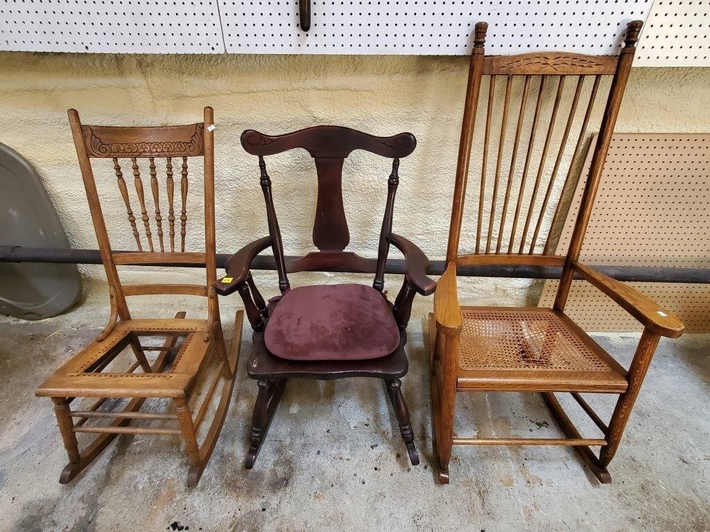 Lot of 3 Antique Rocking Chairs