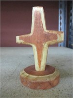 Vintage Hand Carved Cedar Wood Small Cross