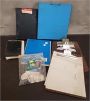 Lot of Vintage Clip Boards, Binders, Notebooks &