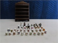 Nice Sewing Thimble Collection w/ wood display